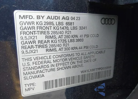 2023 Audi Q7 Premium Plus 55 Tfsi Quattro Tiptronic z USA, uszkodzony, nr VIN WA1LXBF77PD020848